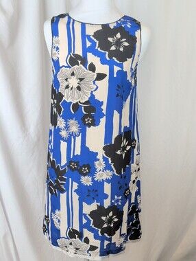 Anthropologie Maeve Canna  100%  Silk Shift Dress Blue Floral 0P